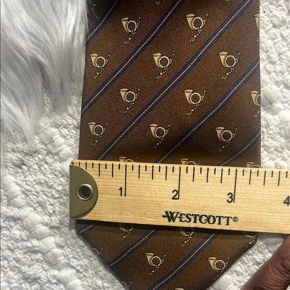 Gucci Hunting Horns Brown Patterned Men's Tie 3.5” W Stripe - Picture 12 of 12